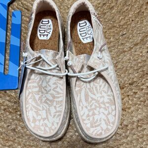 Hey Dude Women's Wendy Espadrille Retro Palm or Tropical slip-on shoe.